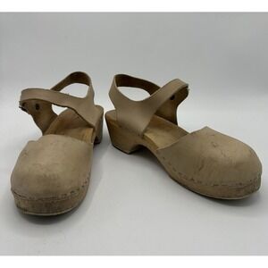 Lotta's Clogs Womens Size 36 Tan Leather Close Toe Slip On Boho Cottage Core New
